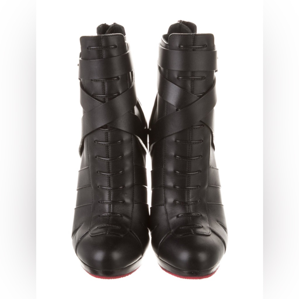 Christian Louboutin Leather Lace-Up Boots 7.5